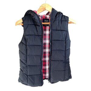 ZARA Black & Plaid Winter Puffy Vest XS